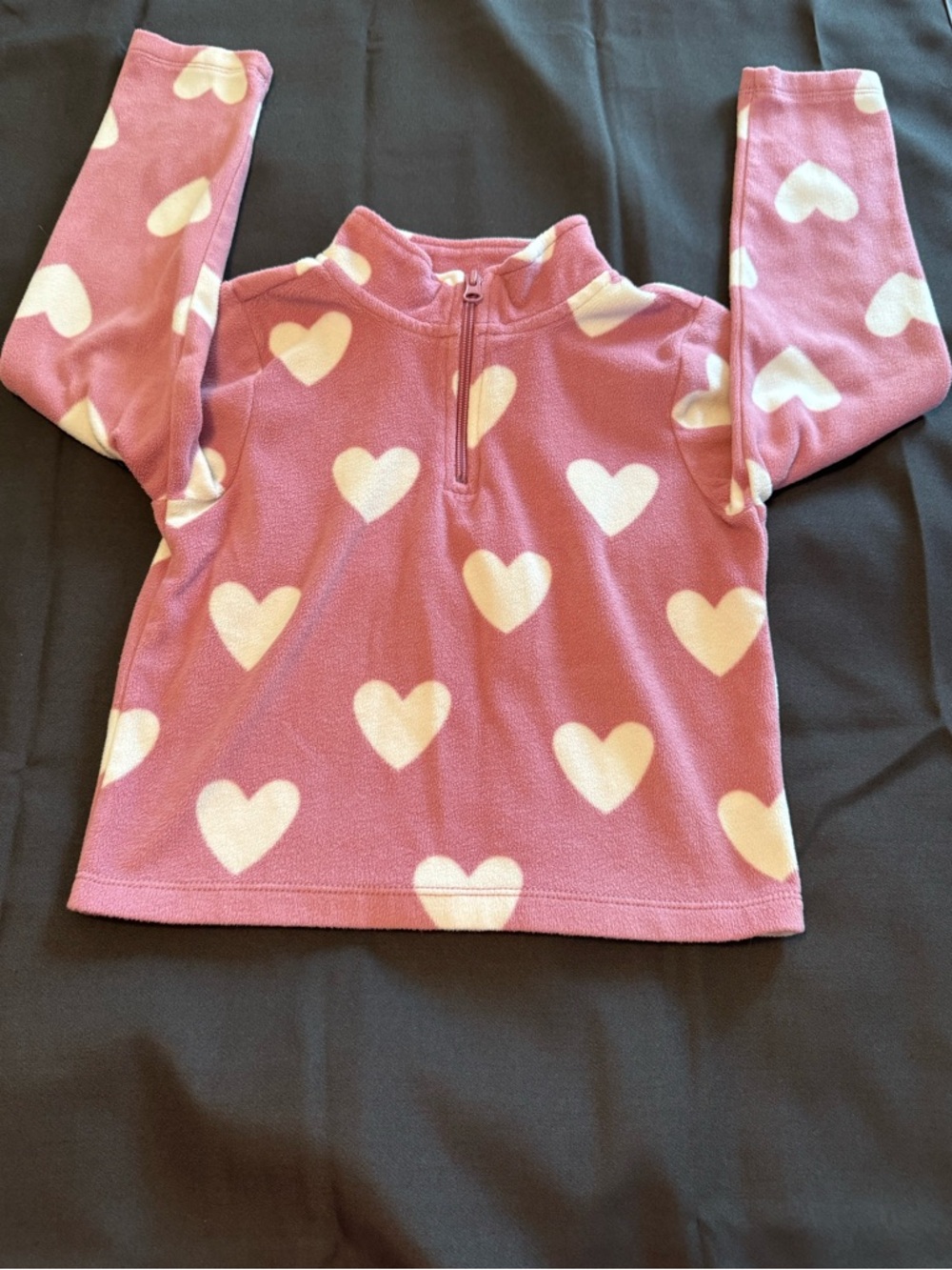 The Children’s Place Pink Heart Fleece Half-Zip Pullover Sweater Toddler 5/6 - Picture 1 of 7